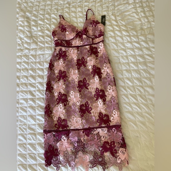 Lulu's Burgundy and Pink Lace Dress - Picture 11 of 11